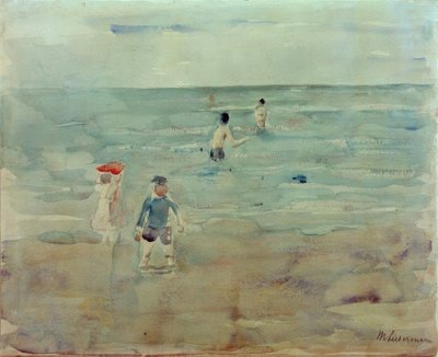 海で泳ぐ男の子 作： Max Liebermann